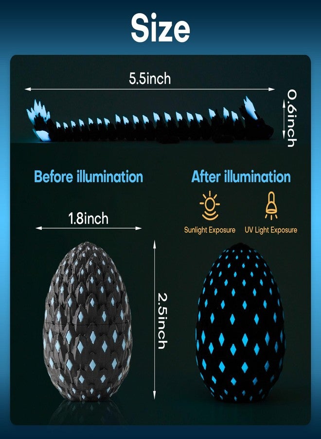 SYEFKJSA 4PCS 3D Printed Dragon Eggs with Dragon Inside, Glow in The Dark Articulated Animals Fidget Toy for Adults Teens Boy Girls Gifts Easter Basket Stuffers - Image 2